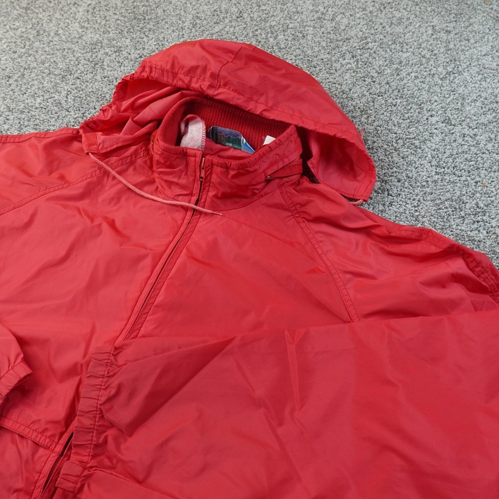 VTG Woolrich Jacket Mens‎ L Red Teton Hooded Full Zip Windbreaker Coat Outdoor
